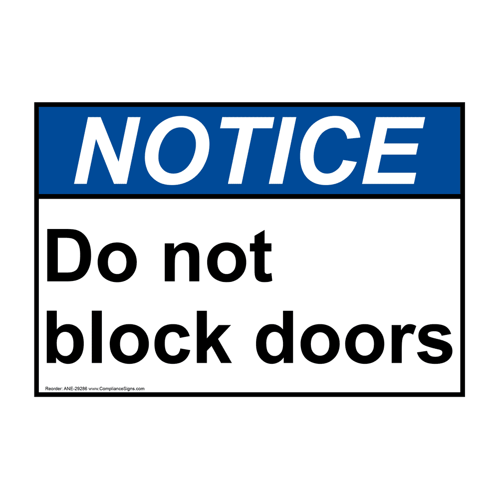 ANSI Do Not Block Doors Sign ANE-29286