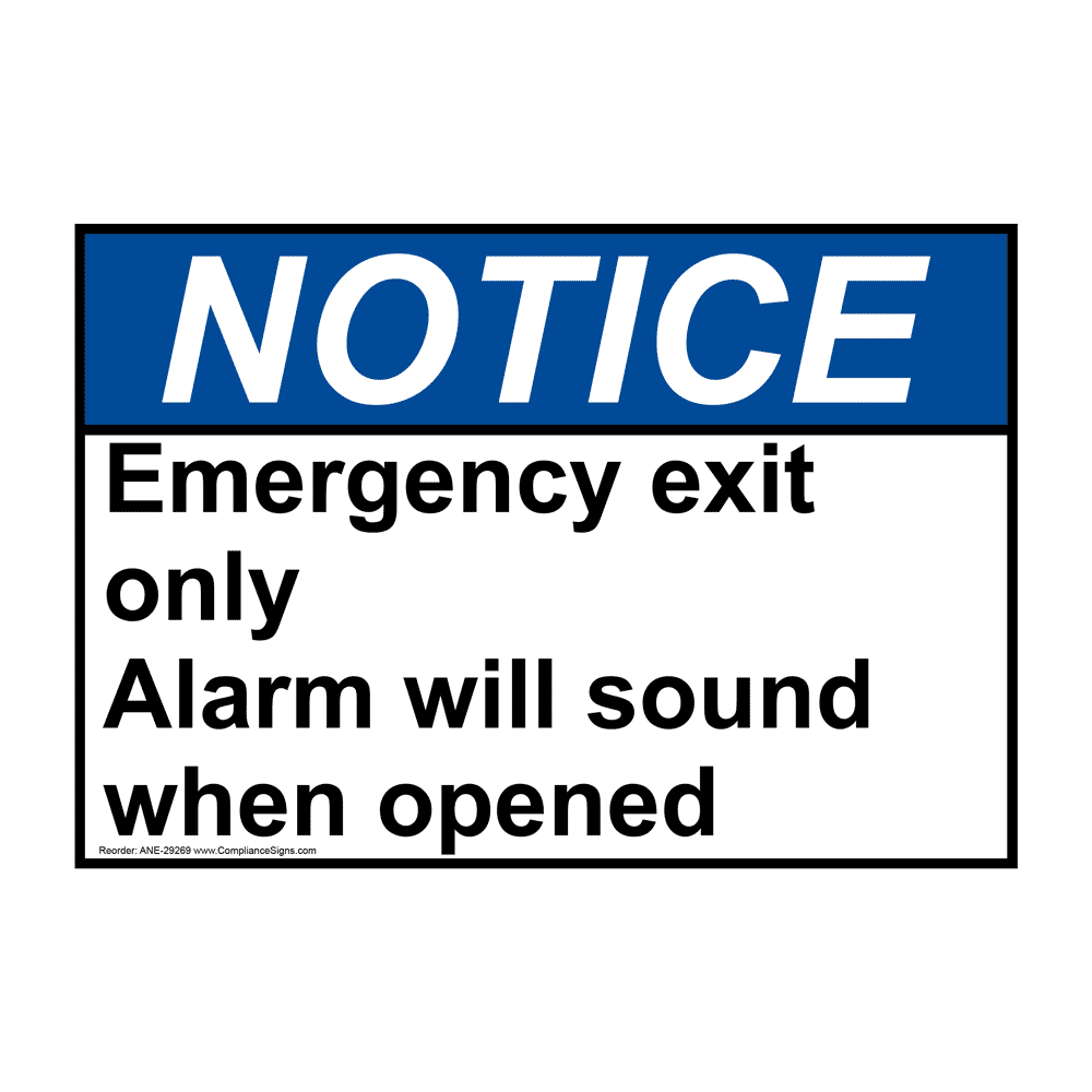 ANSI Emergency Exit Only Alarm Will Sound 200 Sign ANE29268