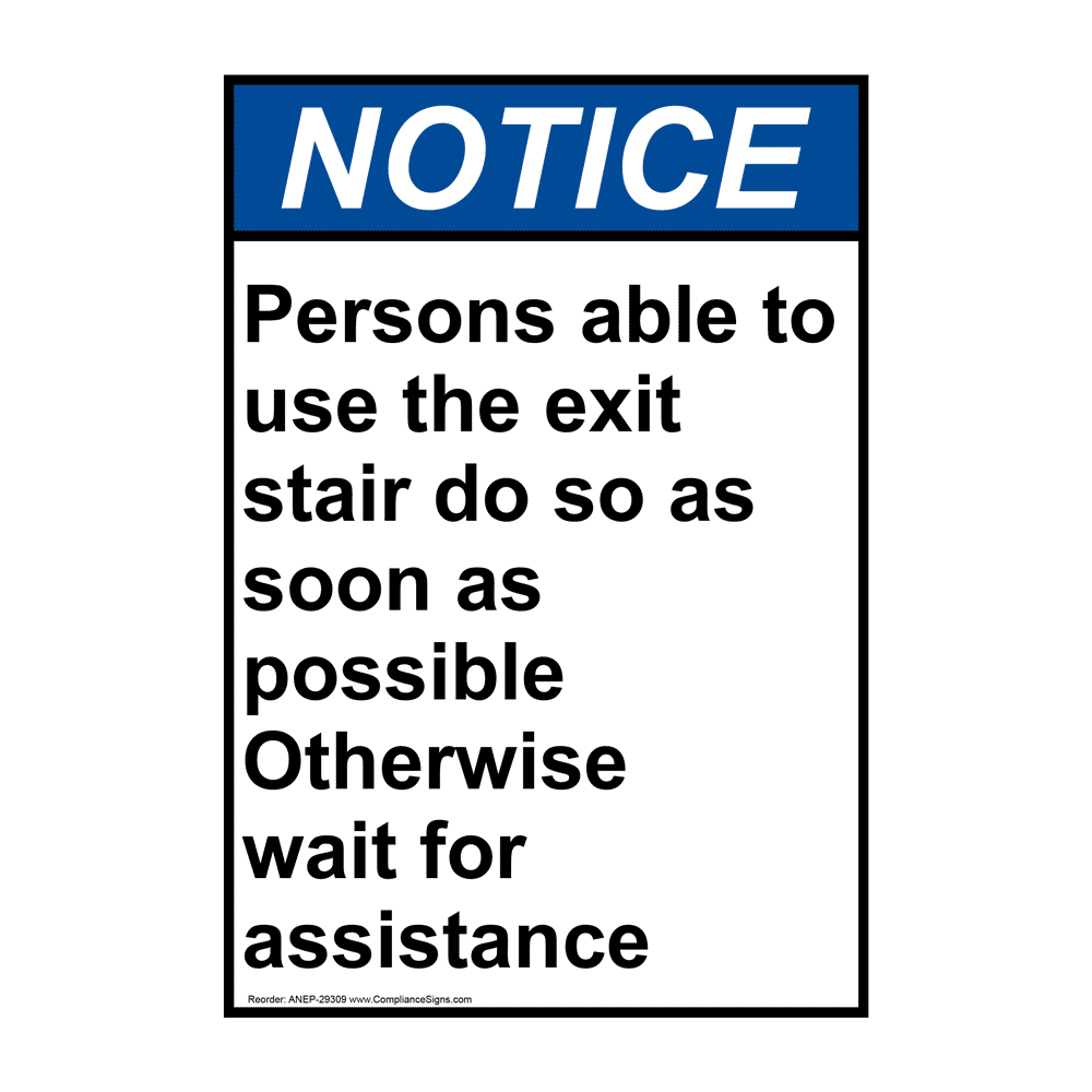 Portrait ANSI Take Stairs Down To Emergency Exits Sign ANEP33345