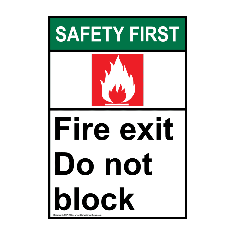 ANSI Fire Exit Do Not Block Sign With Symbol ASE29244