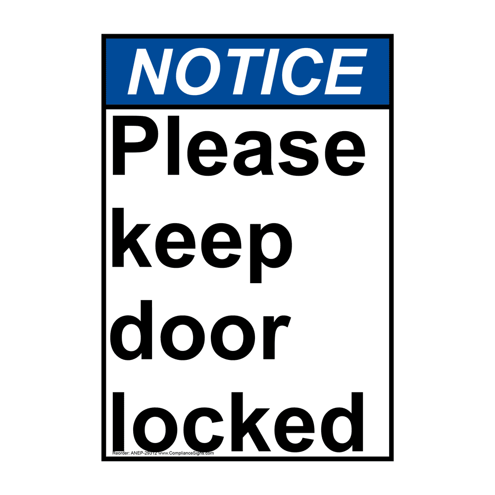 Portrait Please Keep Door Locked Sign NHEP29312