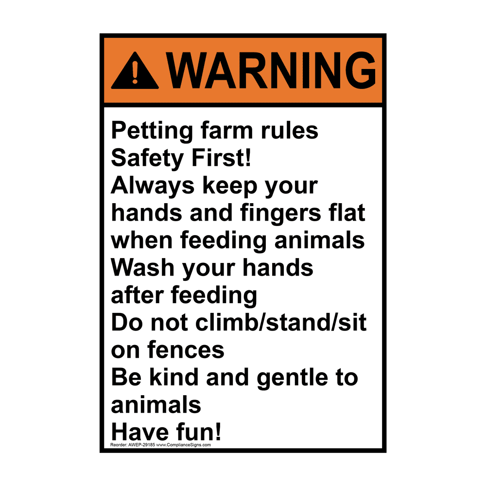 Portrait ANSI Petting Farm Rules Safety First! Sign AWEP29185