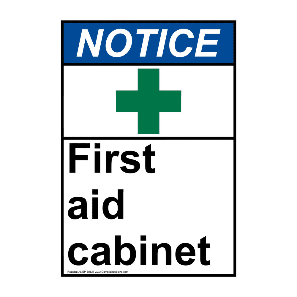 Portrait ANSI First Aid Sign With Symbol ANEP30837