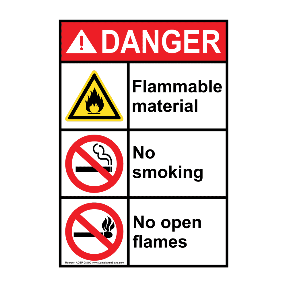 Portrait ANSI DANGER Flammable Gas Keep Fire Or Flame Away Sign ADEP3070