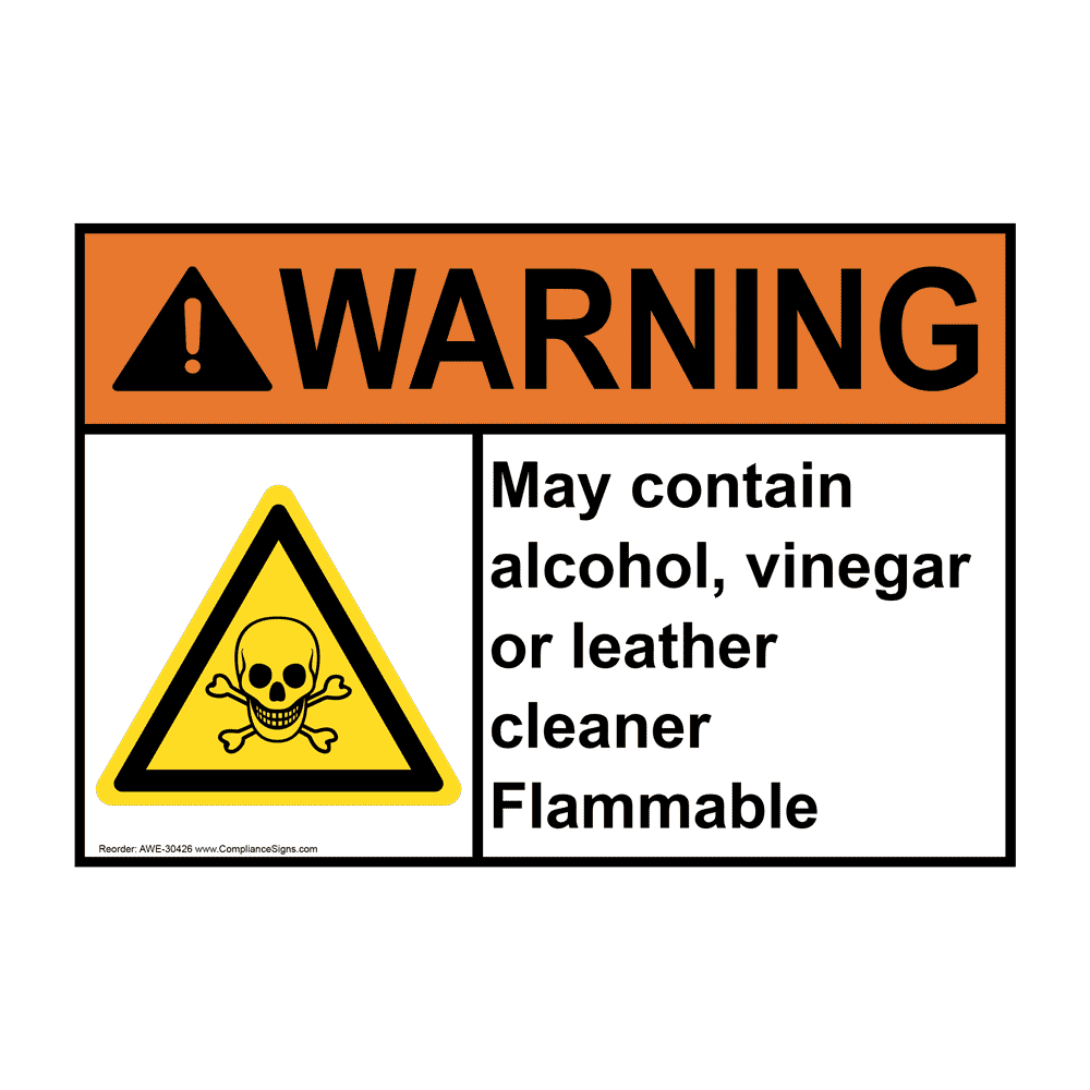 ANSI May Contain Alcohol, Vinegar Sign With Symbol AWE30426