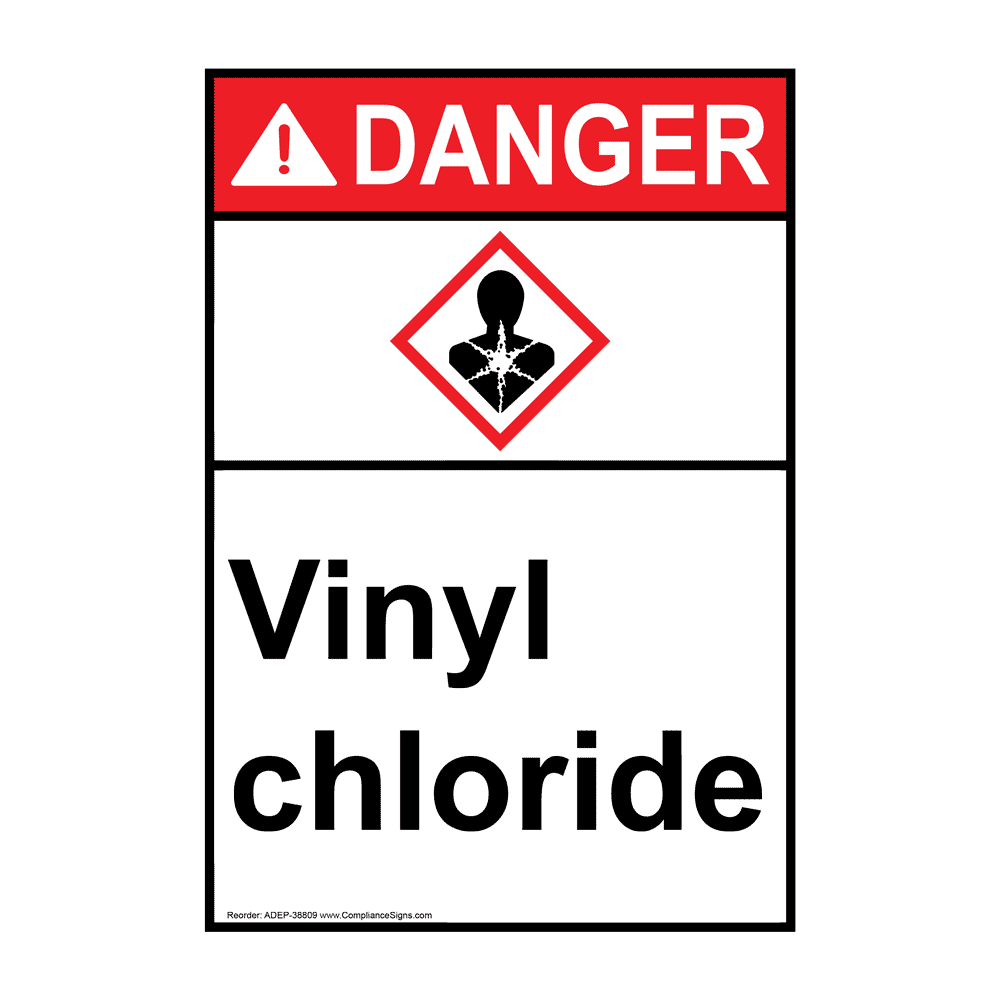 Portrait ANSI DANGER Vinyl chloride Sign with GHS Symbol ADEP-38809