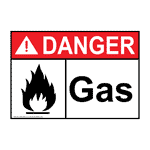 ANSI DANGER Gas Sign ADE-3330 Hazardous Gas / Gas Lines