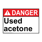 ANSI Used Acetone Sign ADE-31699