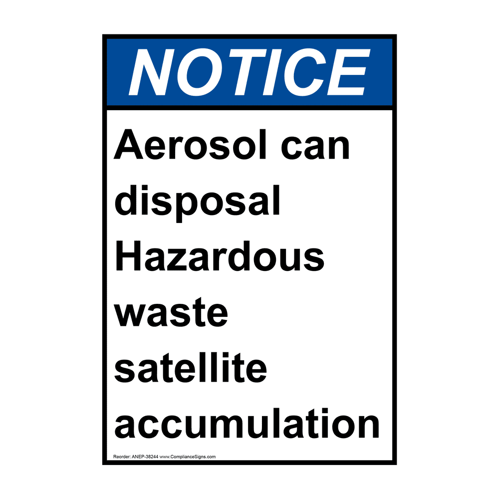 Portrait Aerosol Can Disposal Hazardous Waste Sign NHEP38244