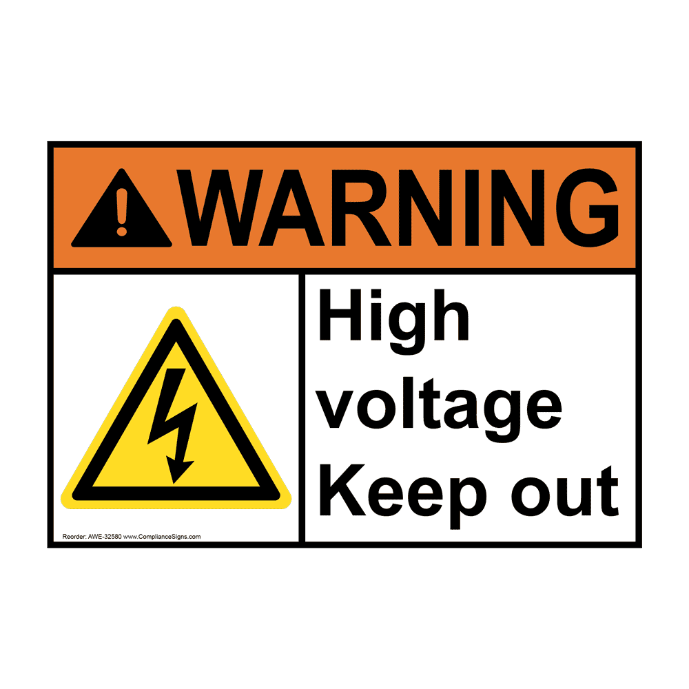ANSI High Voltage Keep Out Sign With Symbol AWE 32580 ansi-high-voltage-keep-out-sign-with-symbol-awe-32580