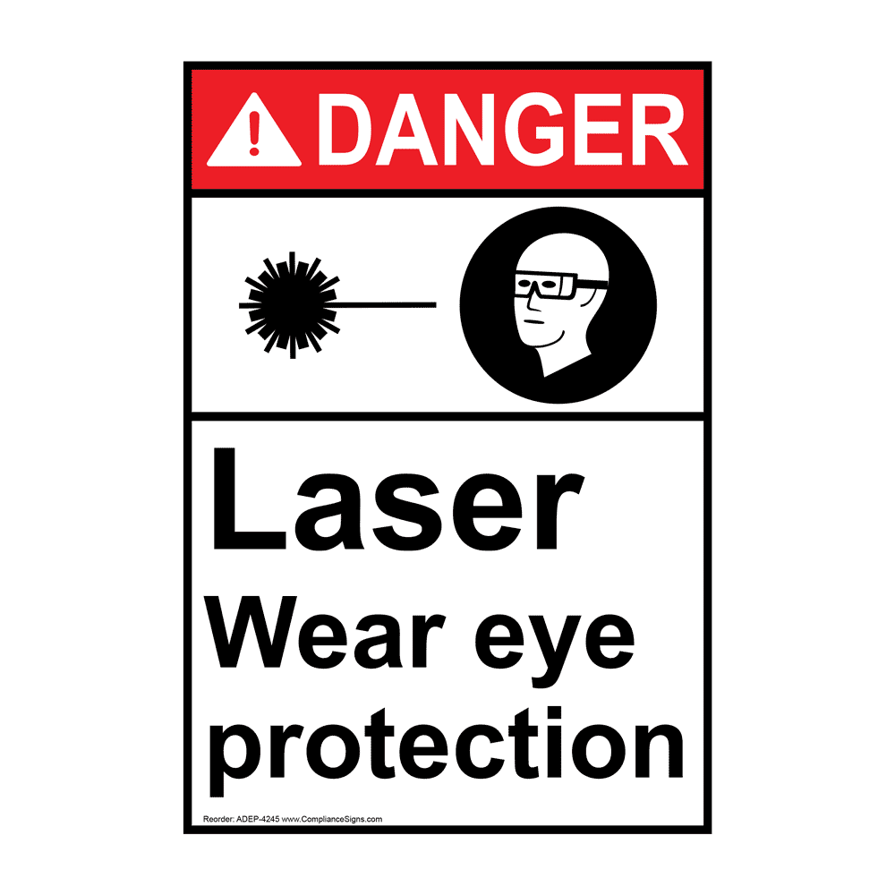 Portrait ANSI DANGER Laser Wear Eye Protection Sign ADEP4245