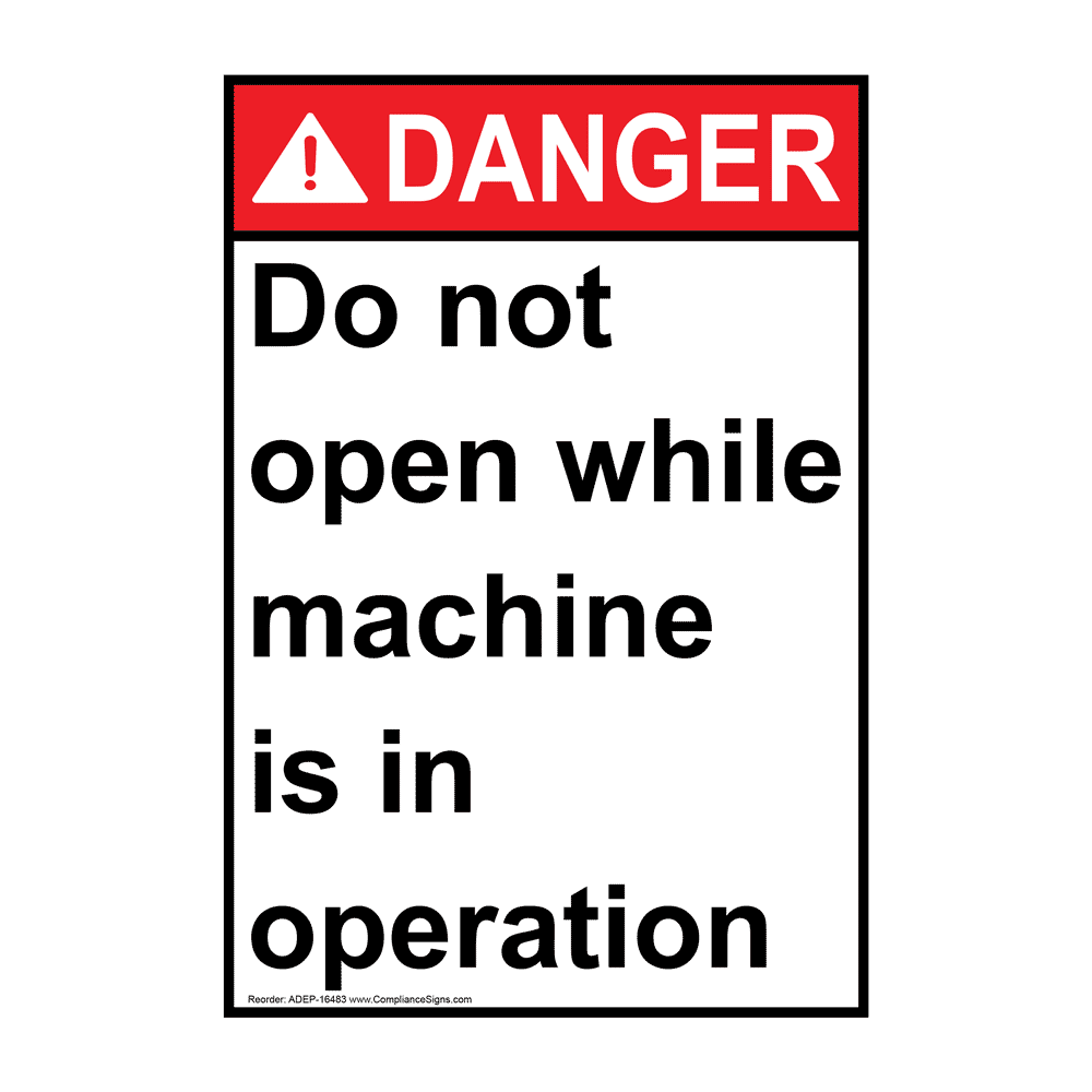 Portrait ANSI CAUTION Do Not Put Hands Inside Work Area Sign ACEP8021