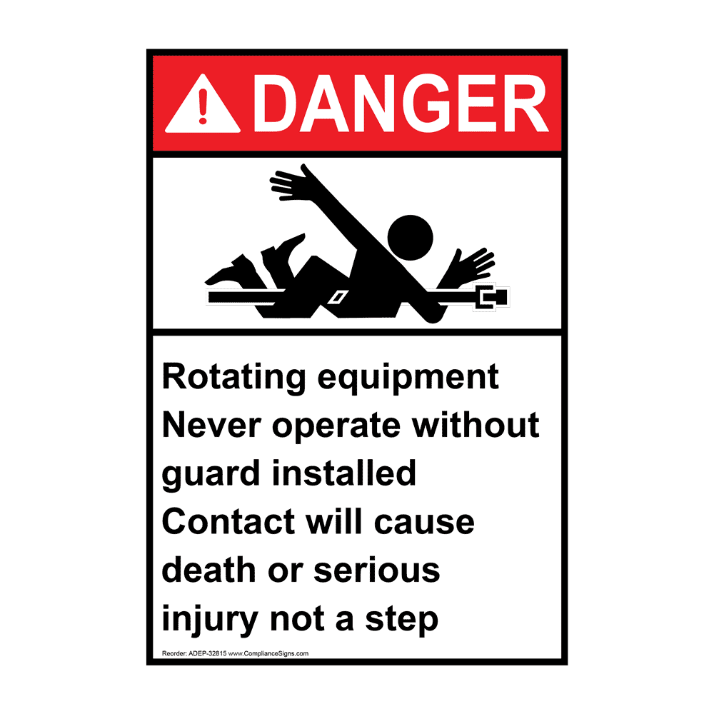 Portrait ANSI Rotating Equipment Sign With Symbol ADEP32815