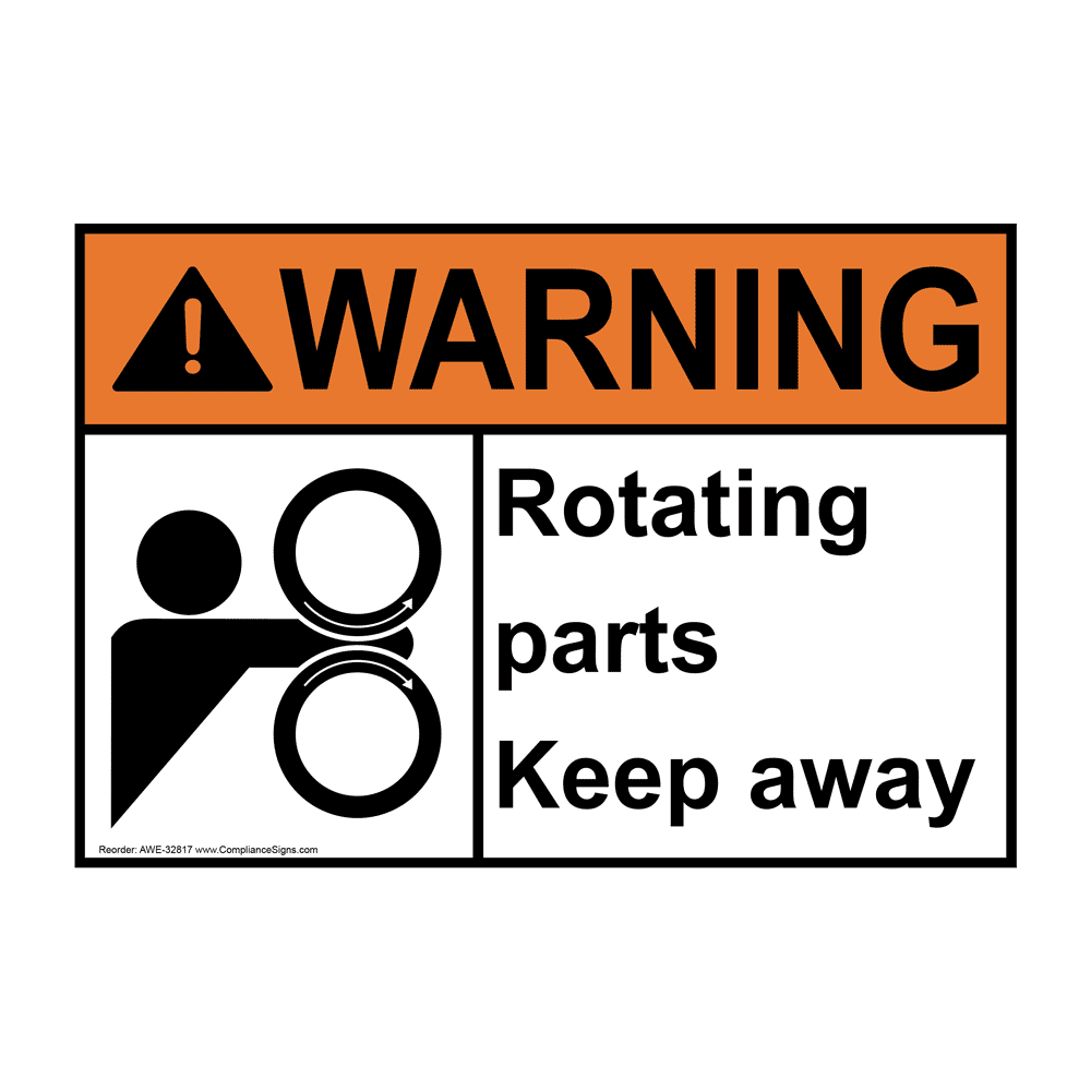 ANSI Rotating Parts Keep Away Sign With Symbol AWE32817