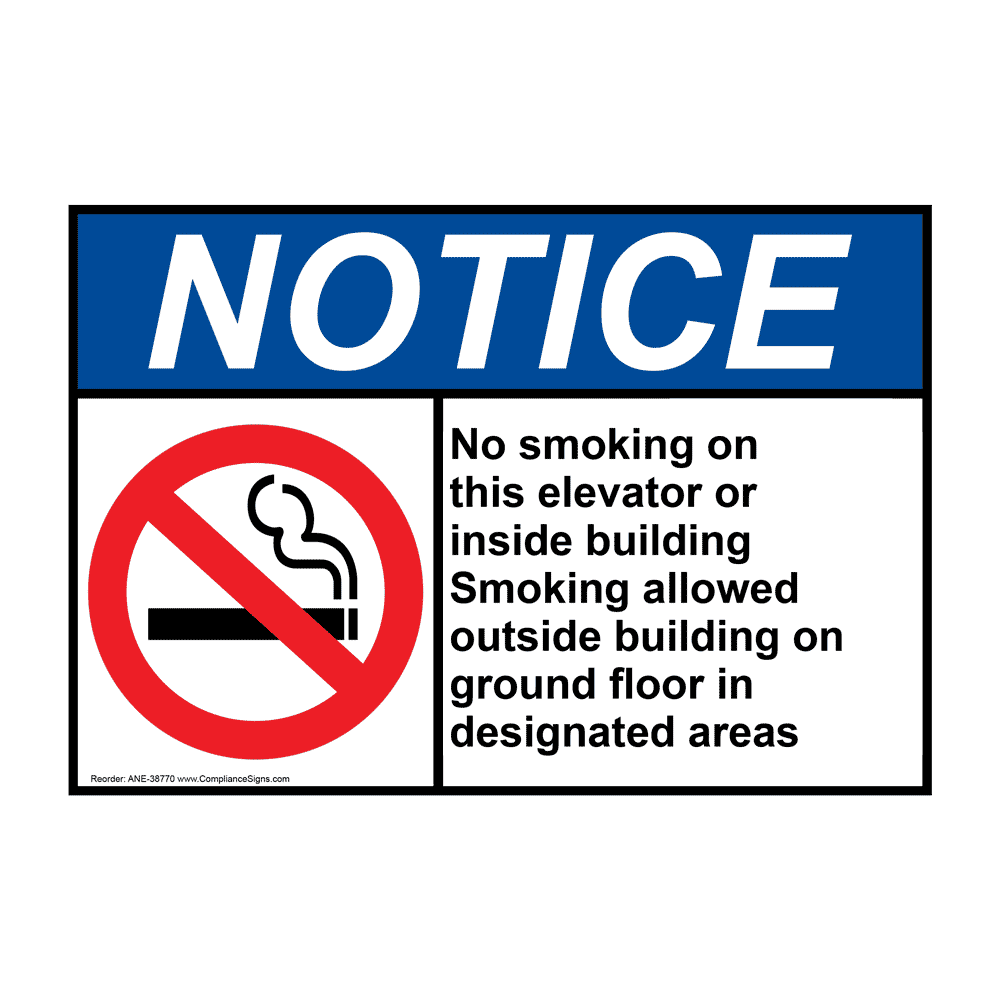 ANSI NOTICE No smoking on this elevator Sign with Symbol ANE-38770