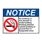 ANSI No Smoking On This Elevator Sign With Symbol ANE-38770