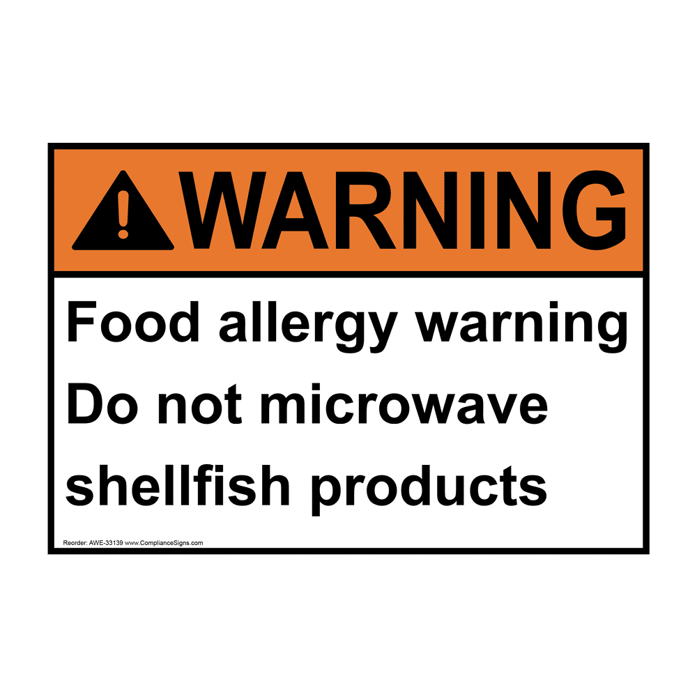 Portrait ANSI Food Allergy Warning Do Not Microwave Sign AWEP33139