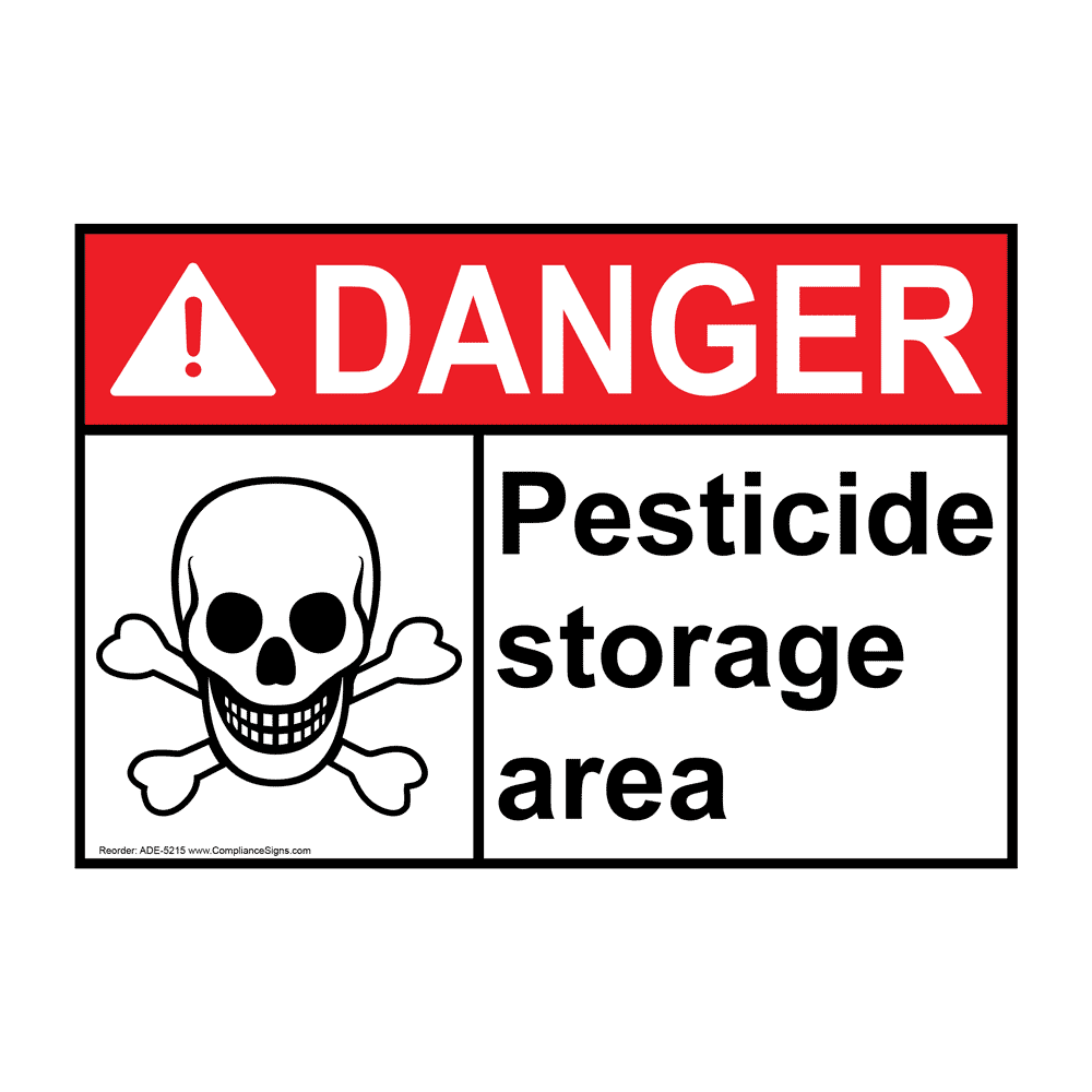 ANSI DANGER Pesticide Storage Area Sign with Symbol ADE-5215