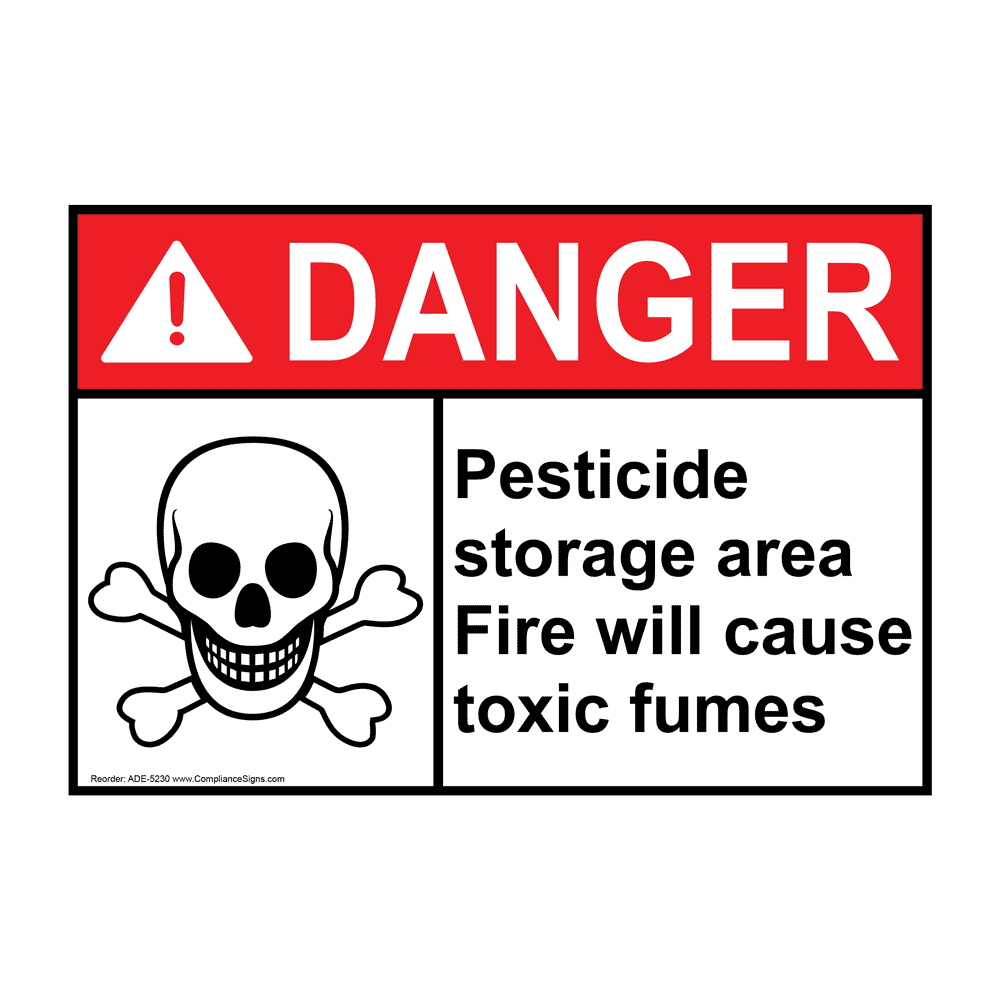 ANSI DANGER Pesticide Storage Area Sign with Symbol ADE-5230