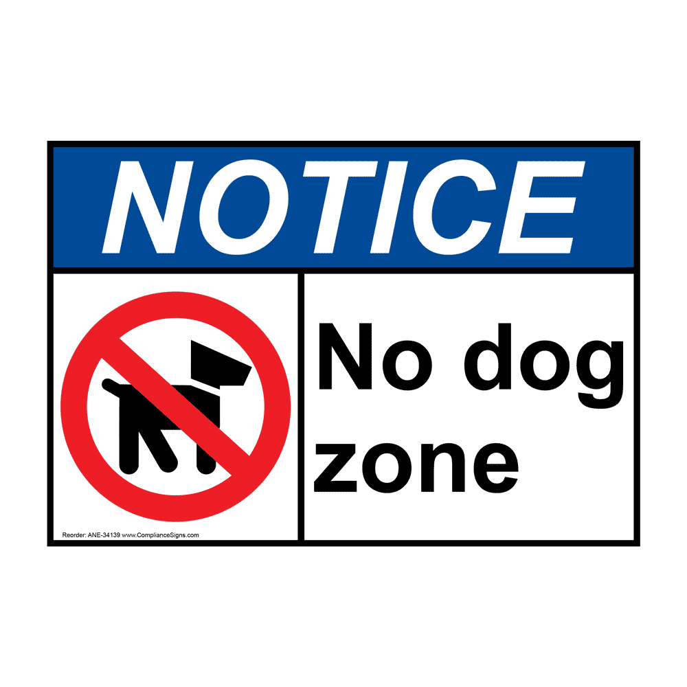 ANSI No Dog Zone Sign With Symbol ANE34139