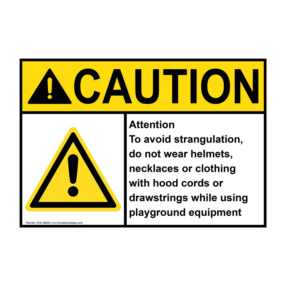 ANSI CAUTION Attention To avoid strangulation Sign with Symbol ACE-36620