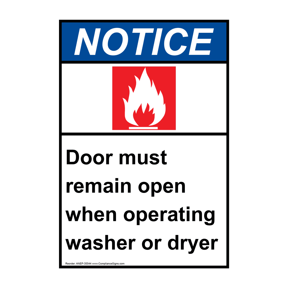 Portrait Door Must Remain Open When Sign With Symbol NHEP35544