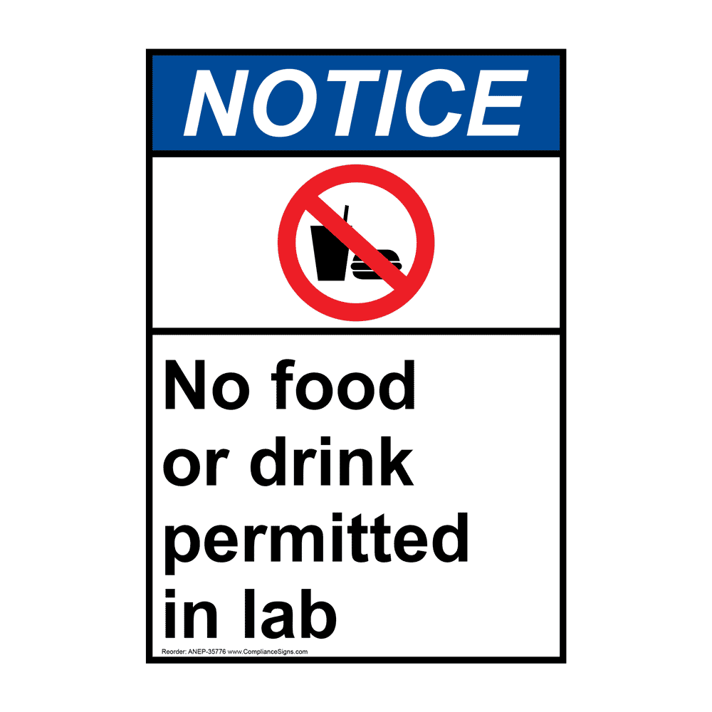ANSI No Food Or Drink Permitted In Lab Sign With Symbol ANE35776