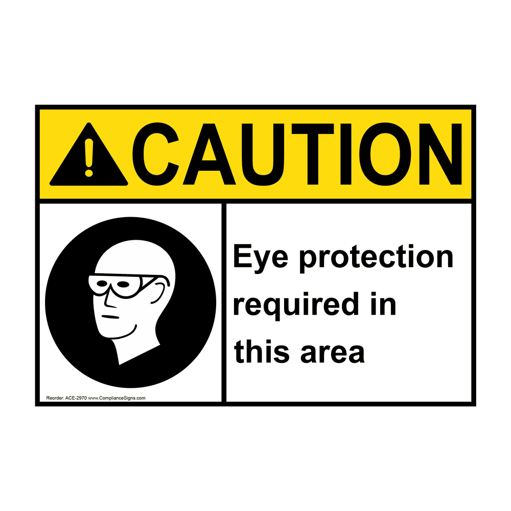 ANSI CAUTION Eye Protection Required In This Area Sign with Symbol ACE-2970