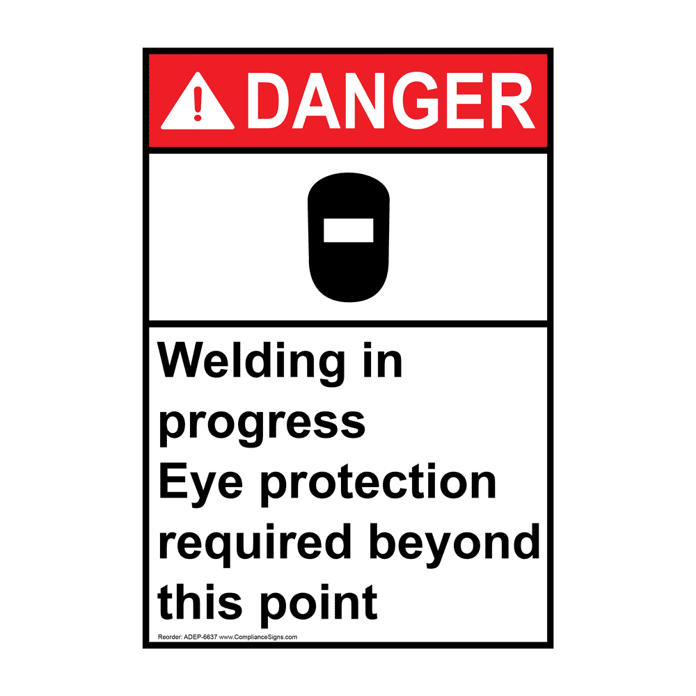 Portrait ANSI DANGER Must Wear Safety Glasses At All Times Sign ADEP8270