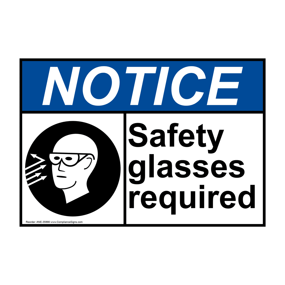 ANSI Safety Glasses Required Sign With Symbol ANE35866