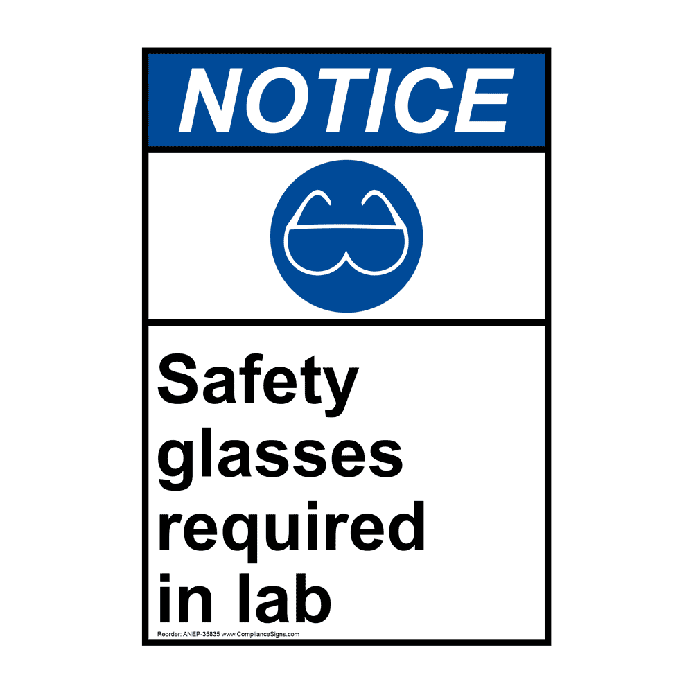 ANSI Safety Glasses Required In Lab Sign With Symbol ANE35835