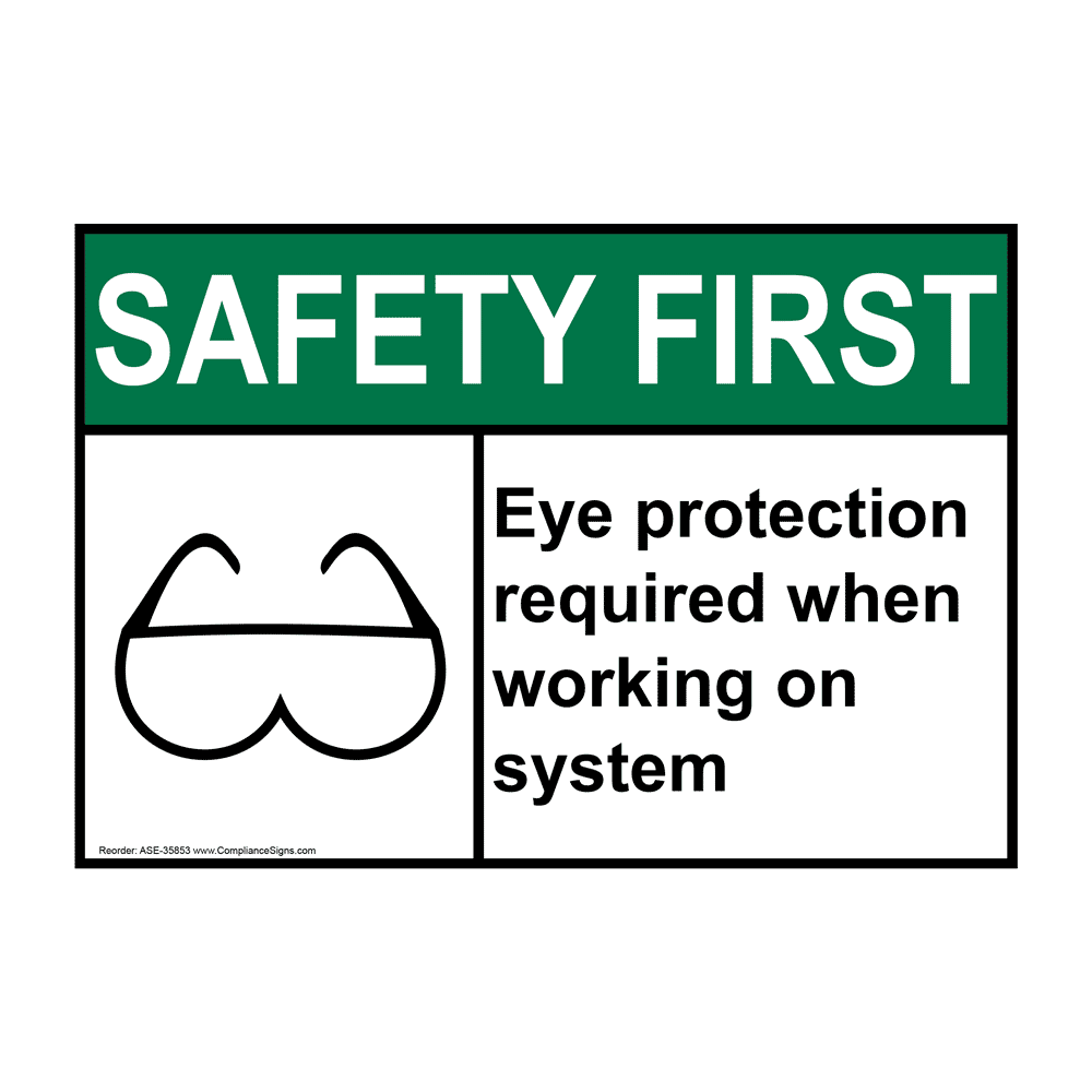 ANSI Eye Protection Required When Sign With Symbol ASE35853