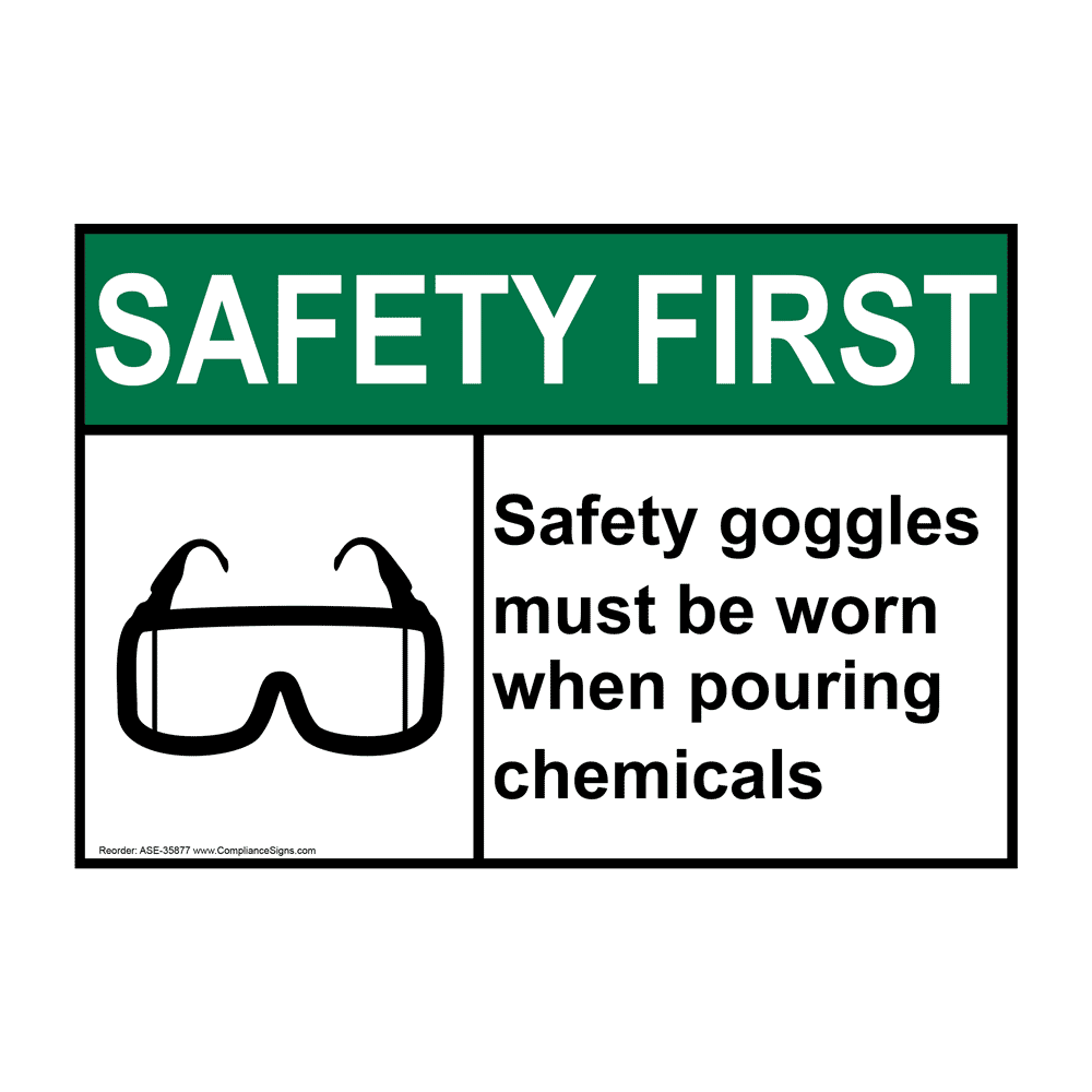 ANSI Safety Goggles Must Be Worn Sign With Symbol ASE35877