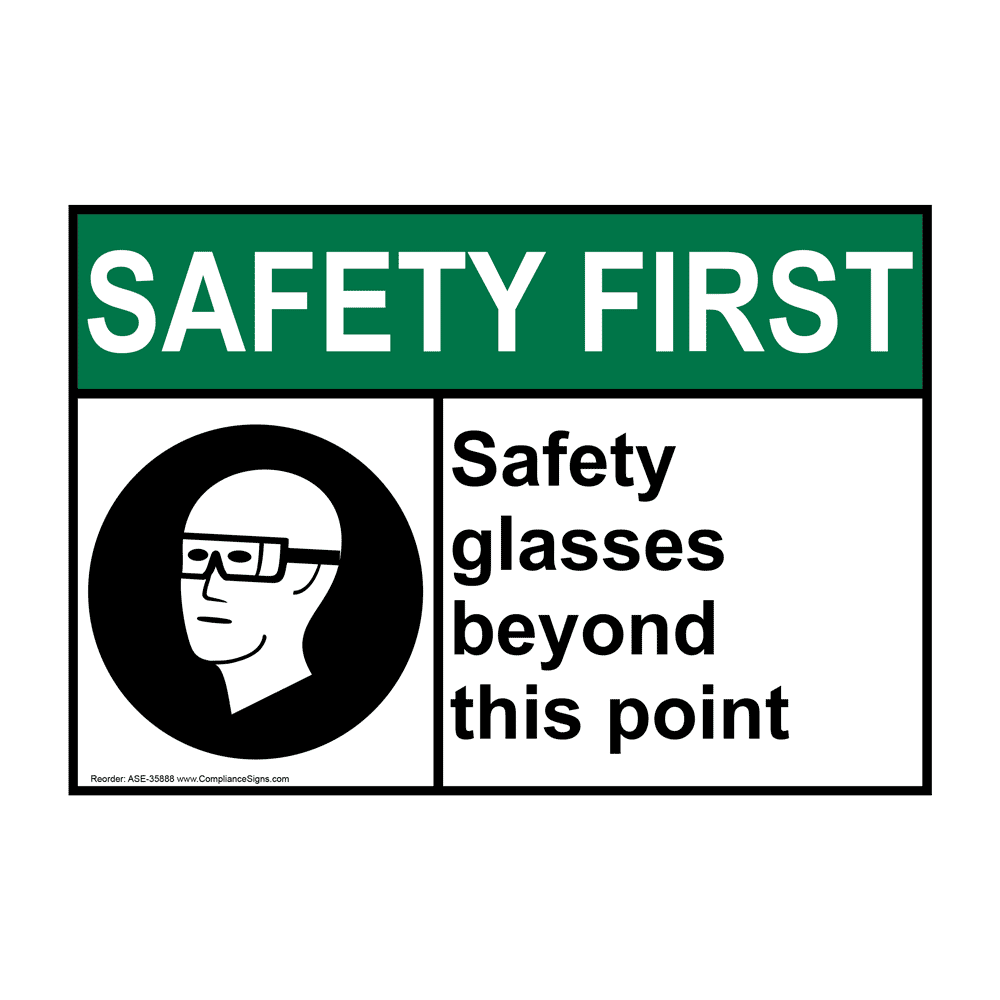 ANSI Safety Glasses Beyond This Point Sign With Symbol ASE-35888
