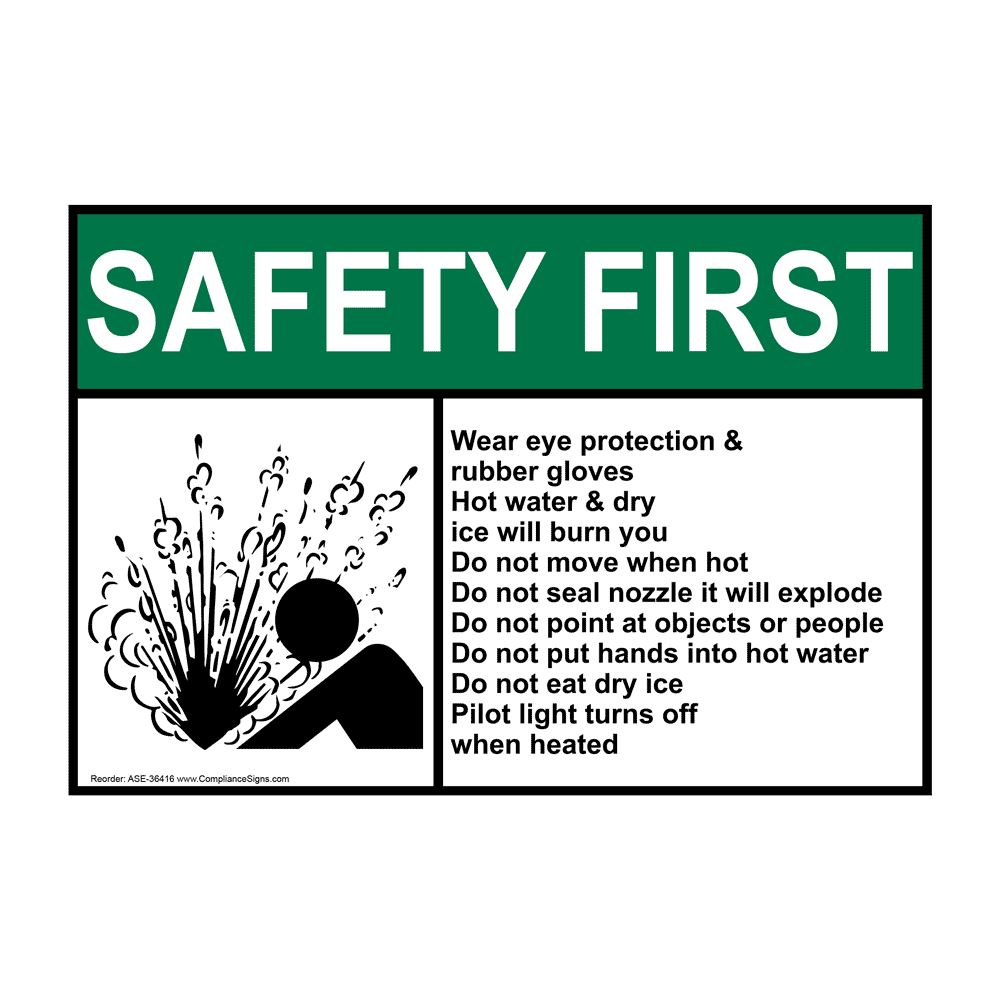 ANSI SAFETY FIRST Wear eye protection & rubber Sign with Symbol ASE-36416
