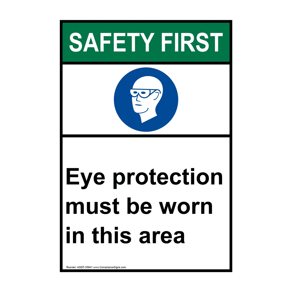 ANSI Eye Protection Must Be Worn Sign With Symbol ASE35841