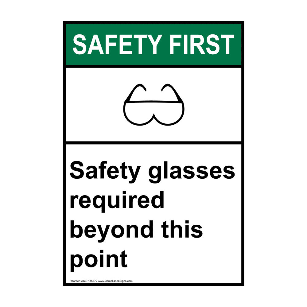 Portrait ANSI Safety Glasses Required Sign With Symbol ASEP35872