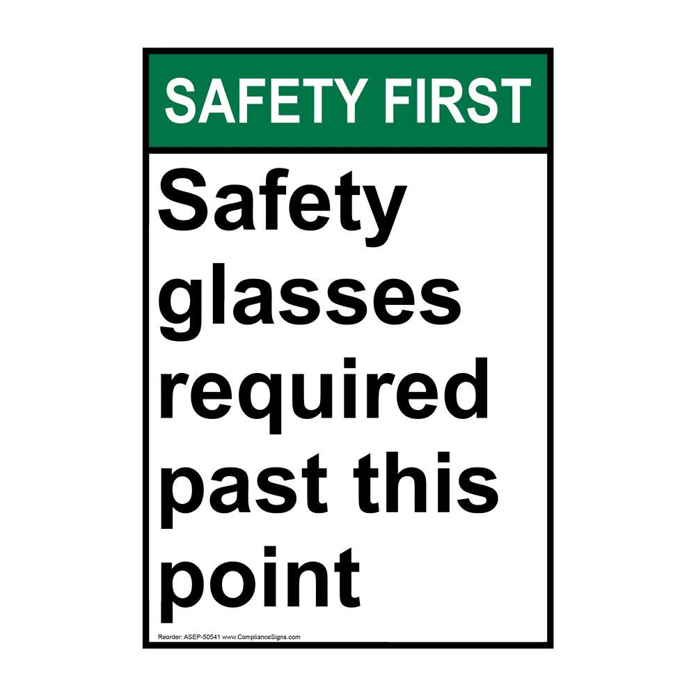 Portrait ANSI Safety Glasses Required Past This Point Sign ASEP50541