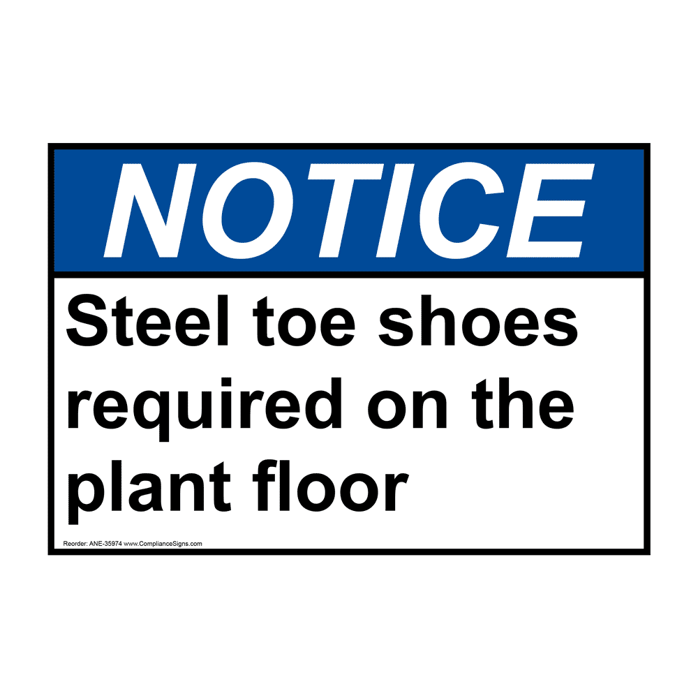 ANSI Steel Toe Shoes Required On The Plant Floor Sign ANE35974