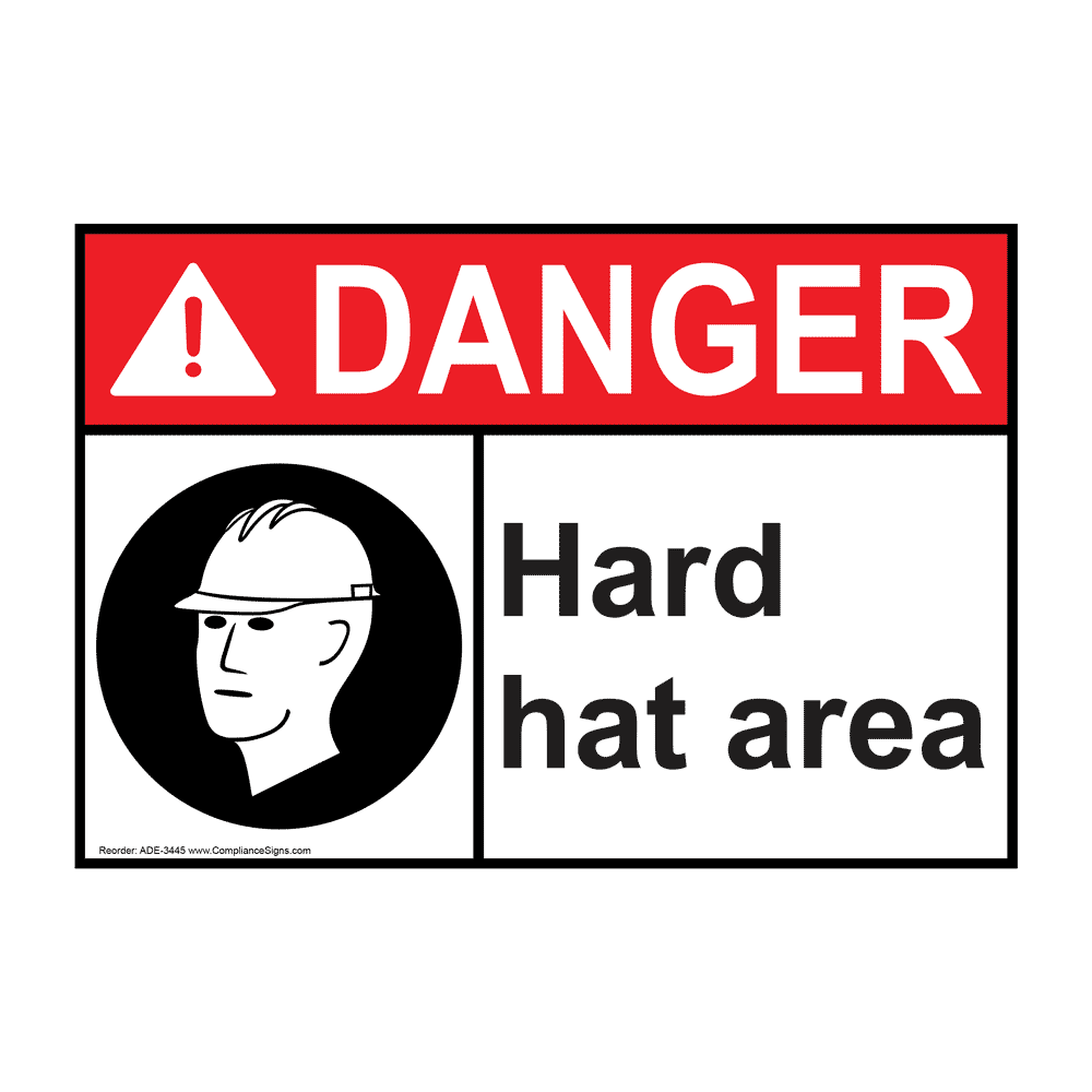 ANSI DANGER Hard Hat Area Sign with Symbol ADE-3445