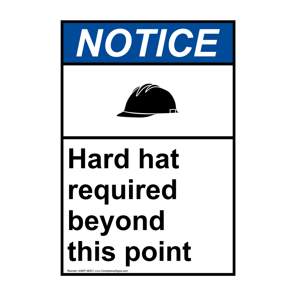 ANSI Hard Hat Required Beyond This Point Sign With Symbol ANE36531