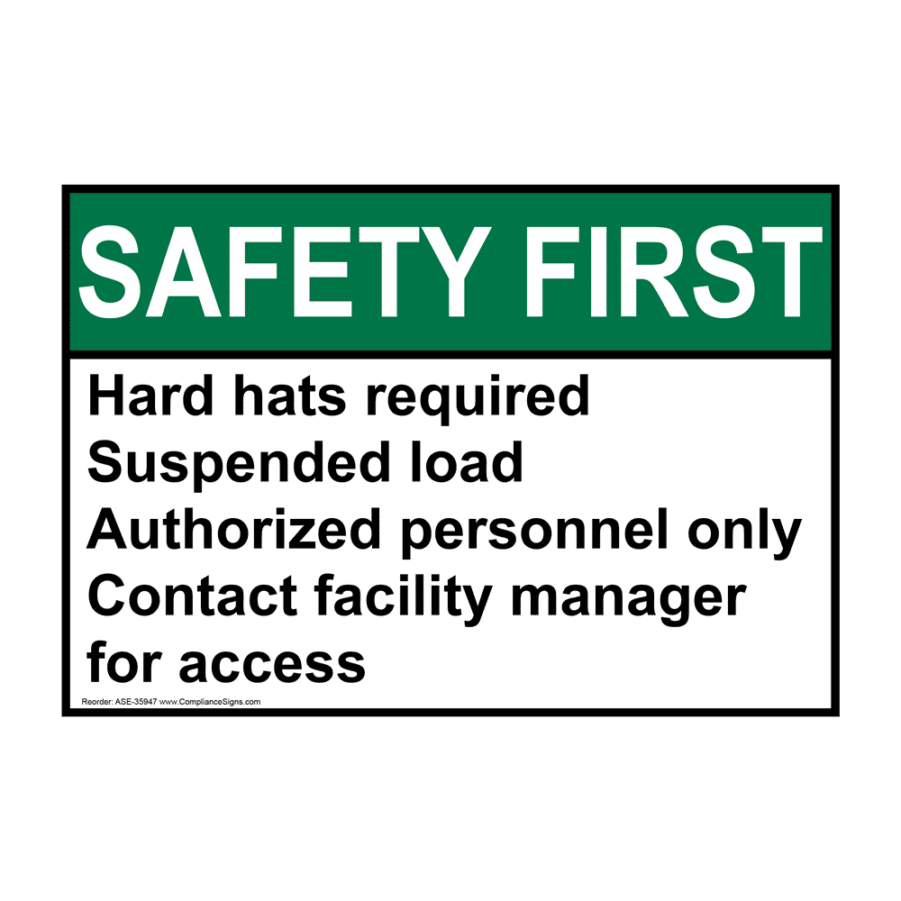 ANSI Hard Hat Required When Lift Sign With Symbol ASE35939