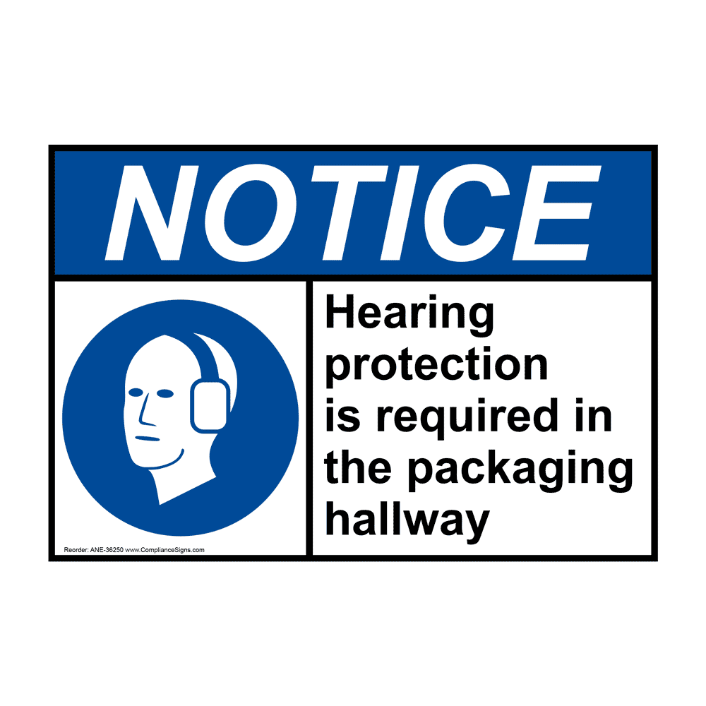 ANSI Hearing Protection Is Required Sign With Symbol ANE36250
