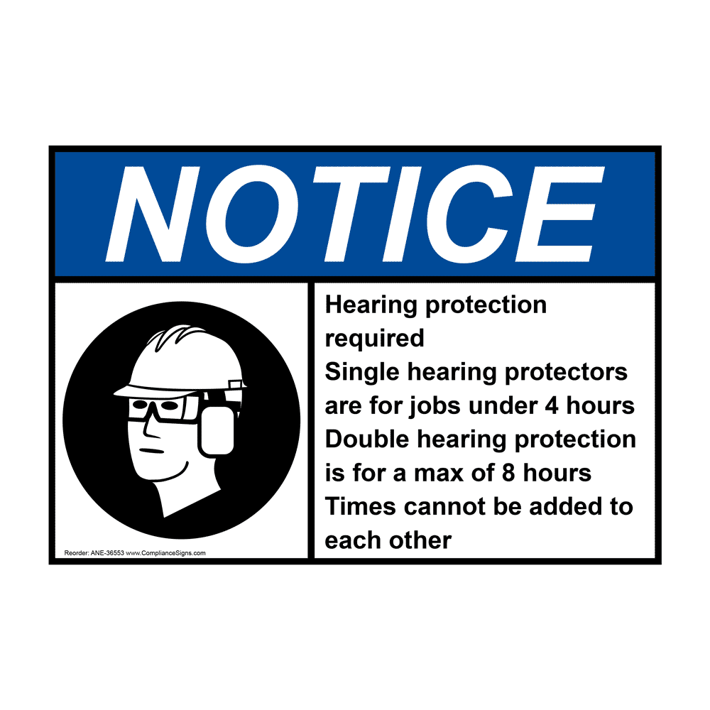 ANSI Hearing Protection Required Sign With Symbol ANE36553