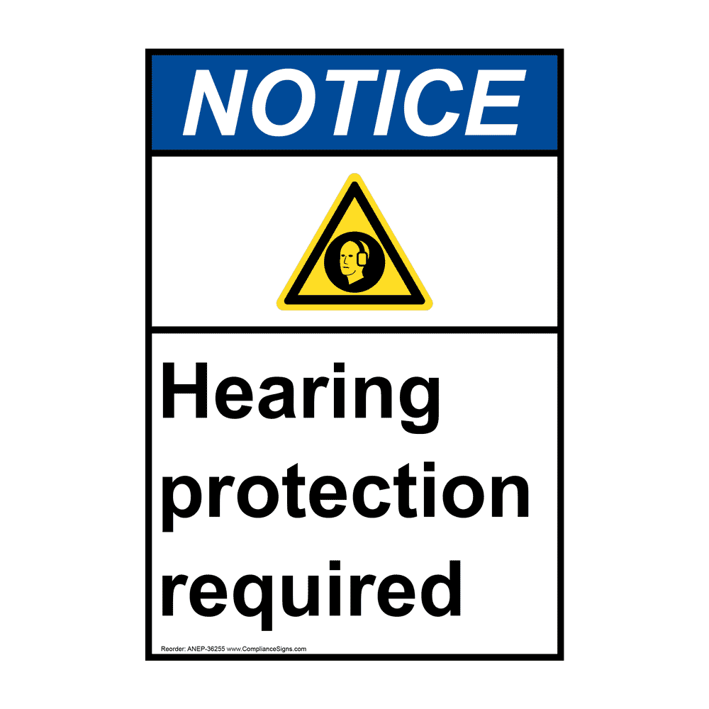 Portrait ANSI Hearing Protection Required Sign With Symbol ANEP36255