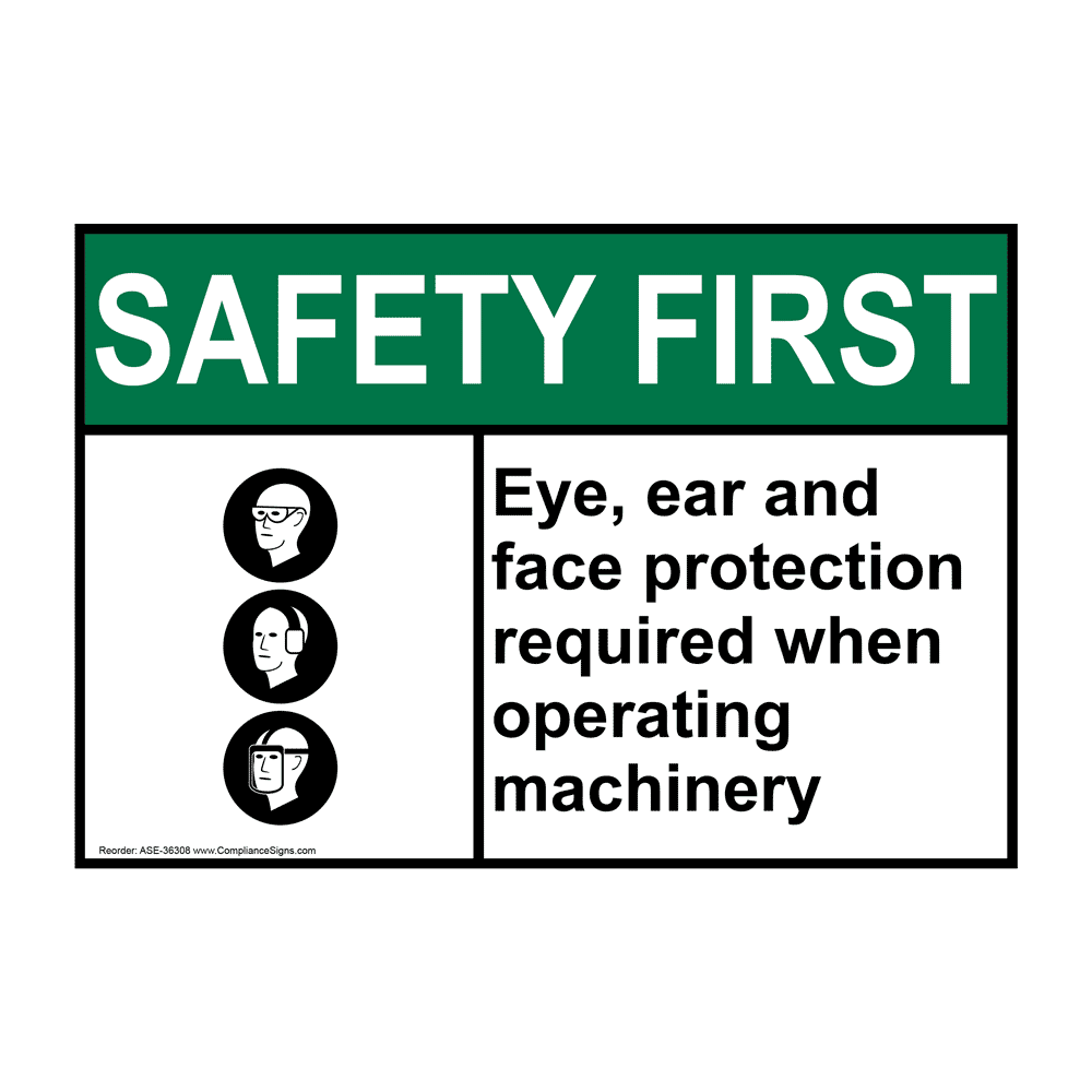 ANSI Eye, Ear And Face Protection Sign With Symbol ASE36308