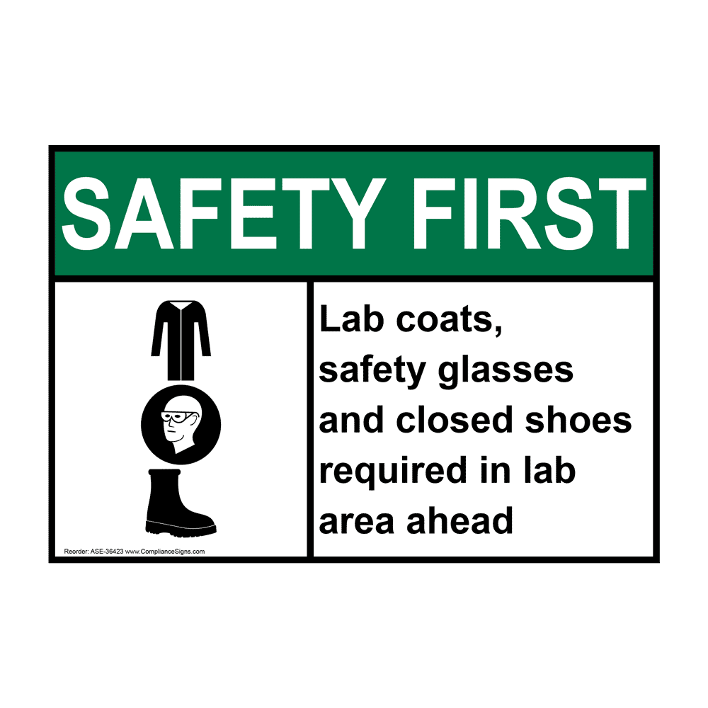 ANSI Lab Coats, Safety Glasses And Sign With Symbol ASE36423