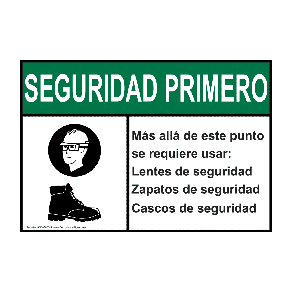 ANSI SAFETY FIRST Safety Glasses Safety Bilingual Sign ASB5665R PPE