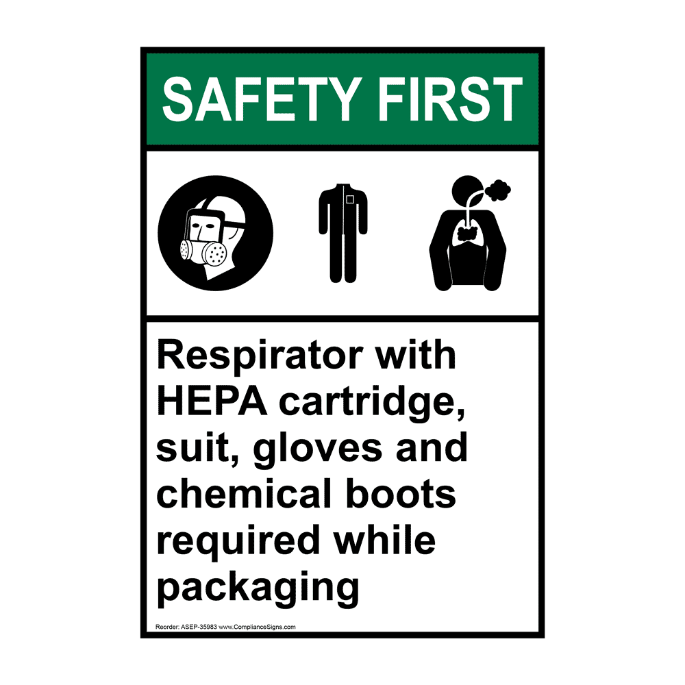ANSI Respirator With Hepa Cartridge, Sign With Symbol ASE35983