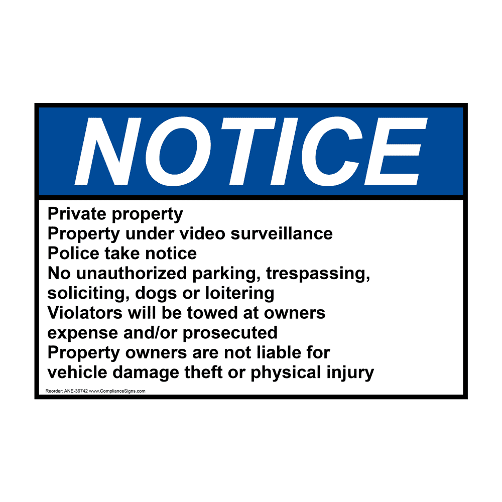 ANSI Private Property Property Under Video Surveillance Sign ANE36742